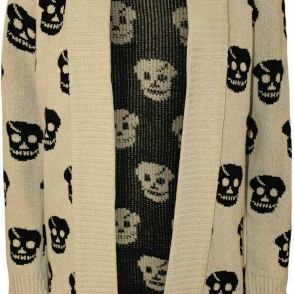 Womens Skeleton Skull Face Halloween Knitted Open Cardigan Top XXL - Picture 1 of 8
